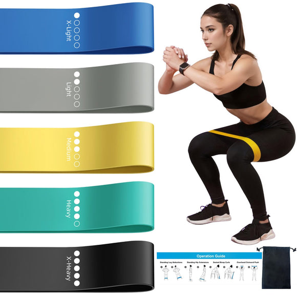 Resistance Loop Exercise Bands for Home Fitness, Yoga Pilates, Stretching, Strength Training, and Physical Therapy - Elastic Bands Set Workout Bands for Women&Men - Colorful WSAKOUE