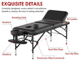 Professional Massage Table Portable 3 Fold Memory Foam Aluminium Leg