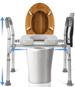 Raised Toilet Seat with Handles, Soft Padded Toilet Seat Risers for Seniors