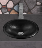 Hand Hammered Oval Drop-in Bathroom Vanity Sink (17 inches)