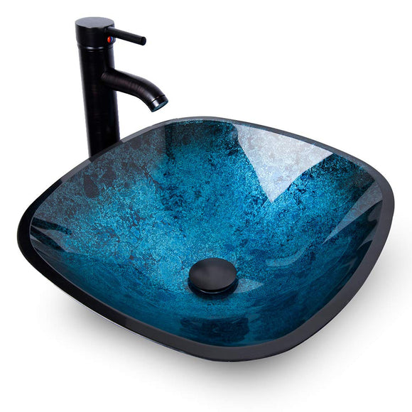 Bathroom Vessel Sink,Bowl Vessel Sink with Faucet and Drain