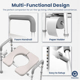 Toilet Seat with Handles - Adjustable Elevated Toilet Seat Riser, 400 lbs