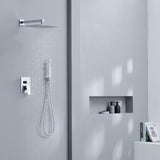 12 Inch Bathroom Shower System Polish Chrome Wall Mounted Square Mixer