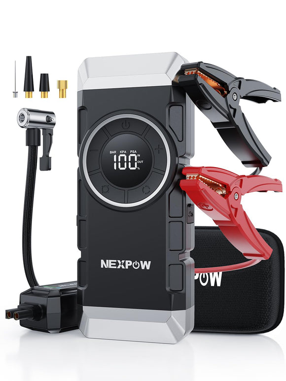 NEXPOW Car Battery Jump Starter 3000A Peak with Air Compressor