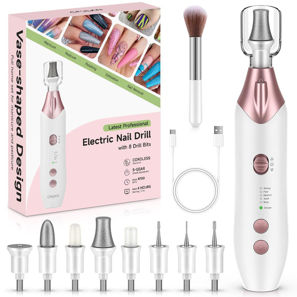 Nail Drill Set, 10 in 1 Professional Manicure Pedicure Kit Cordless