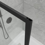 Shower Door Transparent Glass Framed Shower Screen Walk-in Black Finish