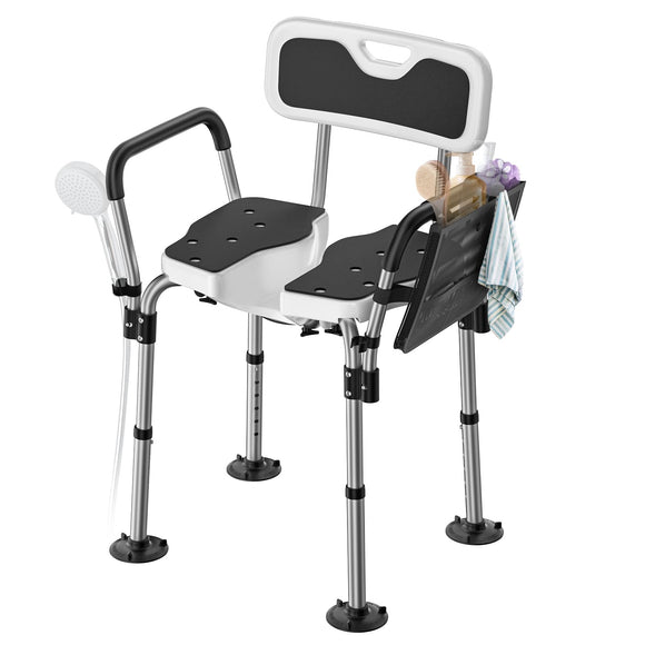 U-Shape Seat Heavy Duty Shower Chair for Elderly and Disabled,