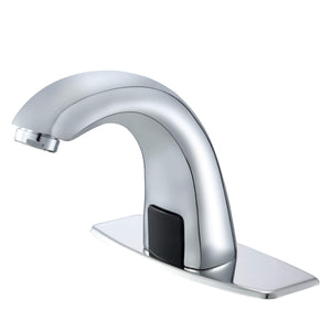 Automatic Sensor Bathroom Sink Faucet with Hole Cover Plate, Touchless