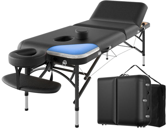 Professional Massage Table Portable 3 Fold Memory Foam Aluminium Leg