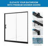 Shower Door 54 in.W x 76 in.H, Bathroom Sliding Door