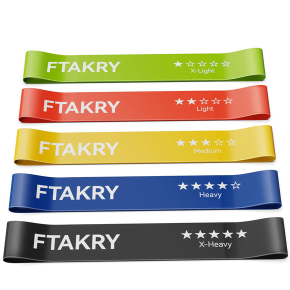 FTAKRY Resistance Bands for Working Out, Exercise Bands with 5 Resistance Levels, Natural Latex Resistance Bands Designed for Home Fitness, Strength Training and Flexibility Exercises (Assorted) FTAKRY