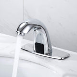 Automatic Sensor Bathroom Sink Faucet with Hole Cover Plate, Touchless