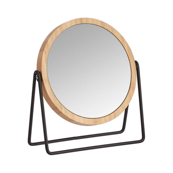 Vanity Round Mirror with Bamboo Rim