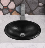 Hand Hammered Oval Drop-in Bathroom Vanity Sink (17 inches)