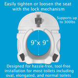 Raised Toilet Seat and Toilet Riser, 5 Inch Height Toilet