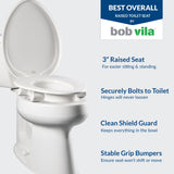 Raised Toilet Seat for Seniors, Clean Shield Guard