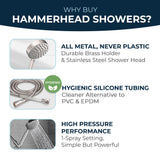 ALL METAL Handheld Shower Head with Hose and Brass Holder - BRUSHED NICKEL