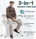 Toilet Seat Risers for Seniors, FSA HSA Eligible Adjustable Raised Toilet Seat with Handles,