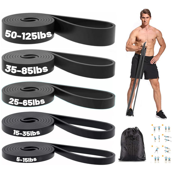 Resistance Bands, Pull Up Bands, Exercise Workout Bands for Working Out, Pull Up Assistance Bands Set for Men & Women, Body Stretching, Physical Therapy, Muscle Training - Black WSAKOUE