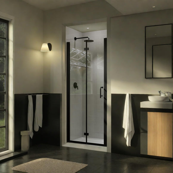 Shower Doors in Matte Black, Tempered Glass Shower Door, Easy to Clean