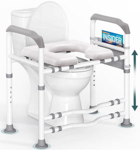 Toilet Seat Risers for Seniors, FSA HSA Eligible Adjustable Raised Toilet Seat with Handles,