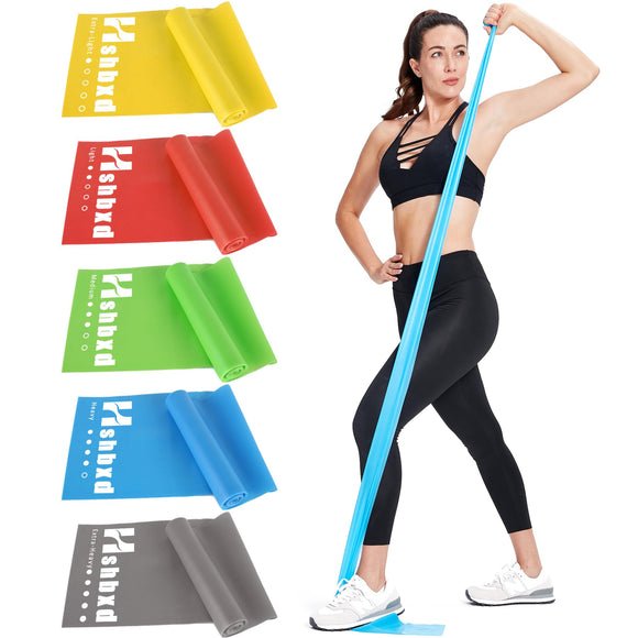 Resistance Bands for Working Out Women and Men, Physical Therapy Bands, Elastic and Exercise Bands Set for Stretching, Suitable for Rehab, Yoga, Pilates, Gym, Home Exercise (Five Colors) Hshbxd