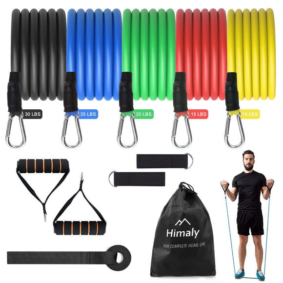 Resistance Bands Set, himaly Exercise Bands Workout Bands with Handles, Door Anchor, Carry Bag, Legs Ankle Straps for Strength Training, Exercise Bands Set for Home Gym Outdoor himaly