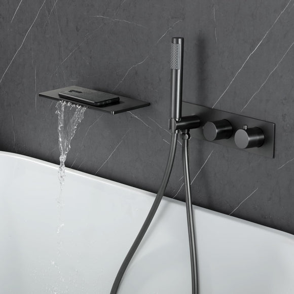 Waterfall Tub Faucet with Handheld Shower Head Wall Mounted