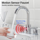 Bathroom Sink Faucet with Automatic Sensor, 2-Handle Basin Mixer Vanity