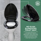 Toilet Seat Elongated - Close Lid, Grip-Tight Bumpers with Adjustable Mounting Hardware