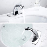 Automatic Sensor Bathroom Sink Faucet with Hole Cover Plate, Touchless