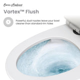 Piece Elongated Toilet Dual Vortex Flush, Black Hardware