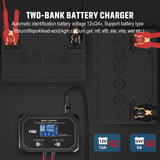 20-Amp (10 Amp 2 Bank) Dual Smart Marine Charger,Fully-Automatic Car Battery Charger,12V and 24V