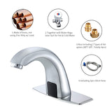 Automatic Sensor Bathroom Sink Faucet with Hole Cover Plate, Touchless