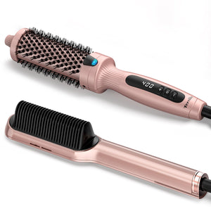 1.5 Inch Rose Gold)& Ionic Hair Straightener Brush