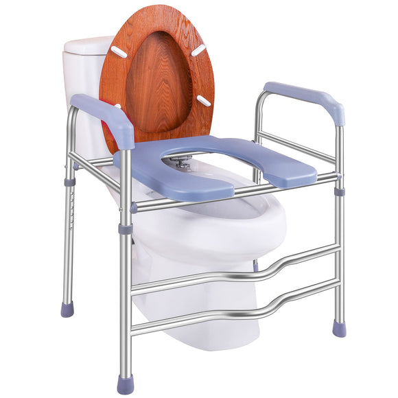 Toilet Seat Riser for Seniors with Adjustable Height, up to 400lbs, Raised Toilet Seat