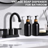 Bathroom Accessories, Plastic Soap Dispenser and Toothbrush Holder Set, Qtip & Cotton Ball