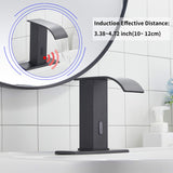 Sensor Matte Black Touchless Bathroom Sink Faucet with Hole Cover Plate