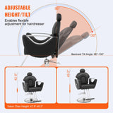 Barber Chair, 360 Degrees Swivel 90°-130° Reclining