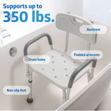 Shower Seat with Adjustable Height | Shower Chair for Inside Shower with 350 lb Capacity