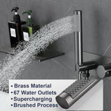 Waterfall Tub Faucet with Handheld Shower Head Wall Mounted