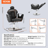 Barber Chair, 360 Degrees Swivel 90°-130° Reclining