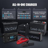 20-Amp Smart Battery Charger,12V/20A and 24V/10A.Lithium,Lifepo4,Lead-Acid(AGM/Gel/SLA..)