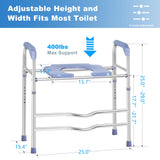 Toilet Seat Riser for Seniors with Adjustable Height, up to 400lbs, Raised Toilet Seat