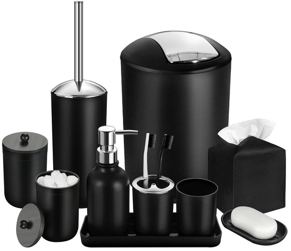 Bathroom Accessory Set with Trash Can, Soap Dispenser