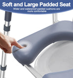 Toilet Seat with Handles & Padded Seat, Adjustable Height & Width