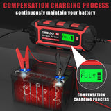 6 Amp Smart Battery Charger, 6V and 12V Trickle Charger and Maintainer for Lead-Acid Battery, Up to 150Ah