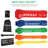 WIKDAY Resistance Bands, Pull Up Bands, Workout Bands for Exercise, Thick Heavy Resistance Band Set with Door Anchor, Elastic Bands for Body Stretching, Training at Home/Gym for Men & Women WIKDAY