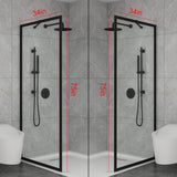 Shower Door Transparent Glass Framed Shower Screen Walk-in Black Finish