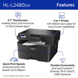 Brother HL-L2480DW Wireless Compact Monochrome Multi-Function Laser Printer